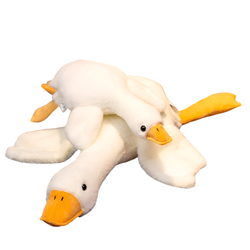 Large Plush White Goose & Yellow Duck Pillow Cushion