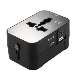 Universal Travel Adapter with Dual USB Ports (UK to EU Plug)