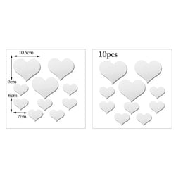 10Pcs 3D Love Heart Wall Acrylic Stickers