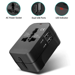 Universal Travel Adapter with Dual USB Ports (UK to EU Plug)