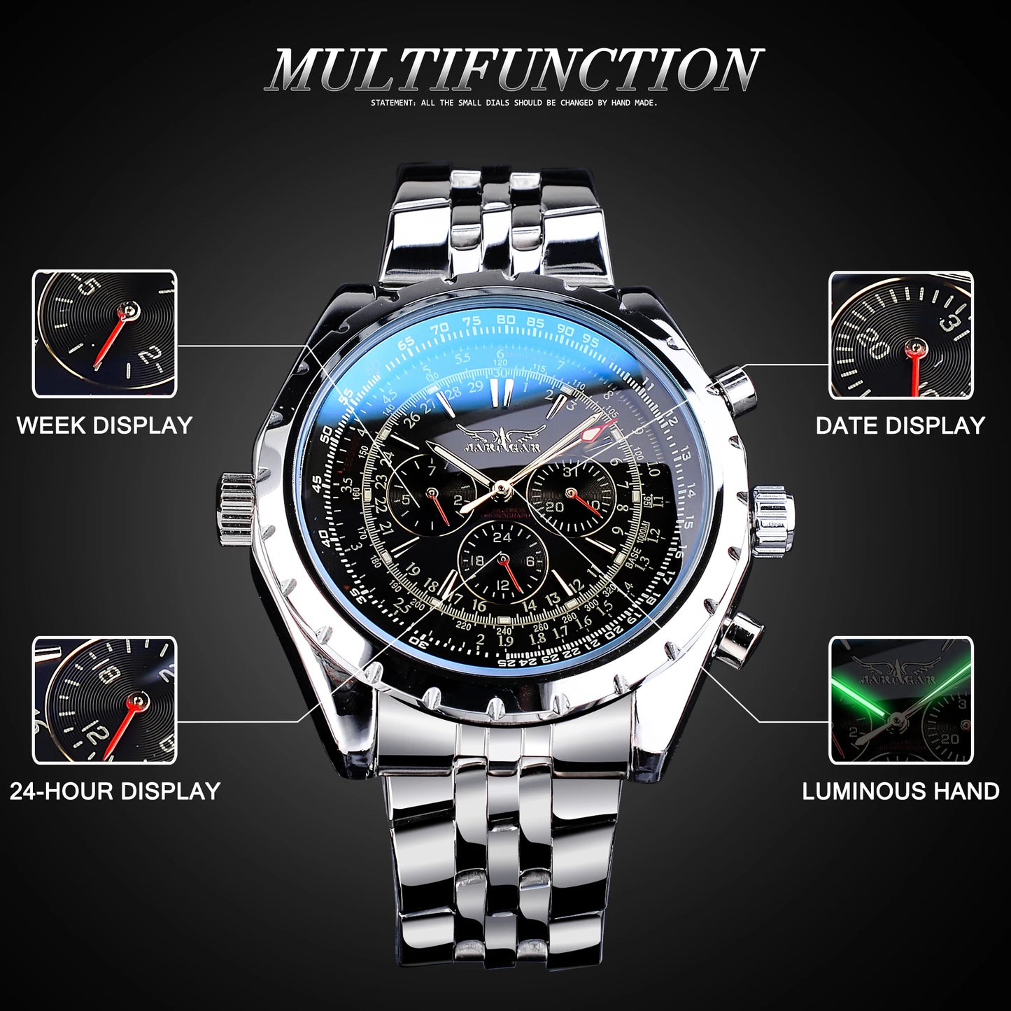 Stainless Steel Mechanical Wristwatch for Men