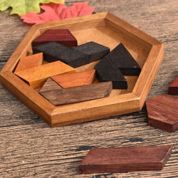 Hexagonal Wooden Puzzles – Montessori IQ Brain Teaser