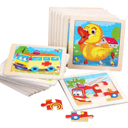 Kids Wooden Puzzle – Cartoon Animal Traffic Tangram for Early Learning