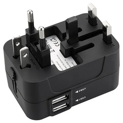 Universal Travel Adapter with Dual USB Ports (UK to EU Plug)