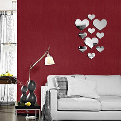 10Pcs 3D Love Heart Wall Acrylic Stickers