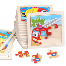 Kids Wooden Puzzle – Cartoon Animal Traffic Tangram for Early Learning