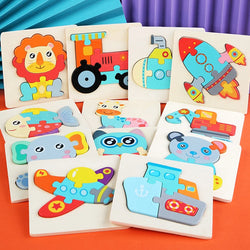 3D Wooden Cartoon Animal Puzzles for Kids