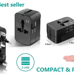 Universal Travel Adapter with Dual USB Ports (UK to EU Plug)