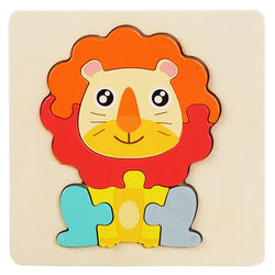 3D Wooden Cartoon Animal Puzzles for Kids