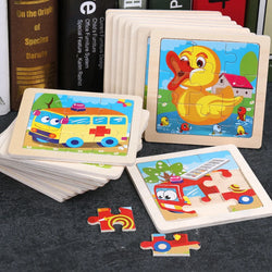 Kids Wooden Puzzle – Cartoon Animal Traffic Tangram for Early Learning