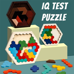 Hexagonal Wooden Puzzles – Montessori IQ Brain Teaser