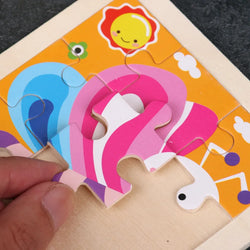 Kids Wooden Puzzle – Cartoon Animal Traffic Tangram for Early Learning