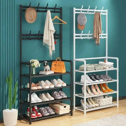 Clothes Hanger & Multi-Layer Shoe Rack Organizer