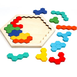 Hexagonal Wooden Puzzles – Montessori IQ Brain Teaser