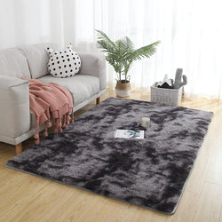 Gray Plush Rug – Soft Velvet Carpet with Anti-Slip Backing