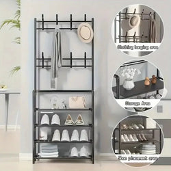 Clothes Hanger & Multi-Layer Shoe Rack Organizer