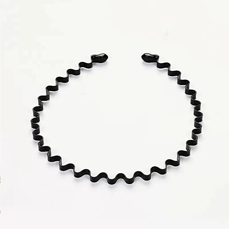 Unisex Black Elastic Non-Slip Simple Metal Headband for Men and Women