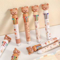 Kawaii Cartoon Bear 10-Color Ballpoint Gel Pens – 0.5mm