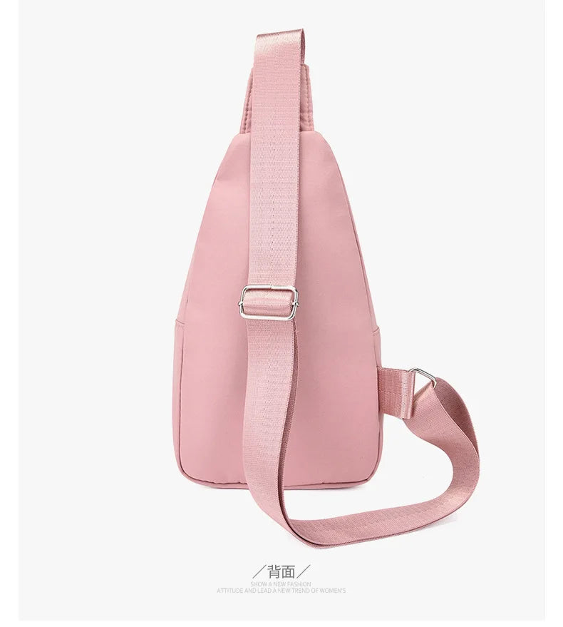 Stylish Women's Pink Chest Bag – Waterproof Oxford Cloth Crossbody Sling for Women and Men