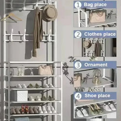 Clothes Hanger & Multi-Layer Shoe Rack Organizer