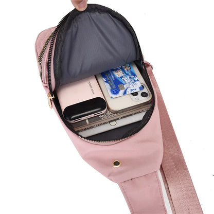 Stylish Women's Pink Chest Bag – Waterproof Oxford Cloth Crossbody Sling for Women and Men