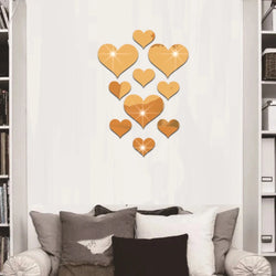 10Pcs 3D Love Heart Wall Acrylic Stickers