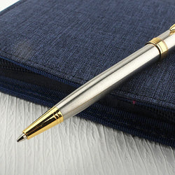 Luxury Metal Rollerball Pen – 0.7mm Blue Ink, Steel & Gold Finish