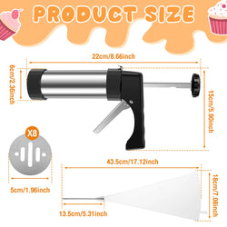 DIY Churro Maker & Cookie Press Gun Kit – Stainless Steel Decorating Set