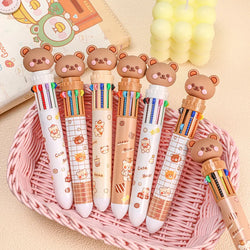 Kawaii Cartoon Bear 10-Color Ballpoint Gel Pens – 0.5mm