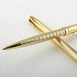 Luxury Metal Rollerball Pen – 0.7mm Blue Ink, Steel & Gold Finish