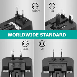 Universal Travel Adapter with Dual USB Ports (UK to EU Plug)