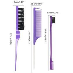 3pcs Hair Styling Comb Set – Teasing, Rat Tail, Edge & Braid Tools