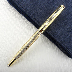 Luxury Metal Rollerball Pen – 0.7mm Blue Ink, Steel & Gold Finish