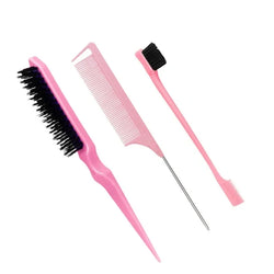 3pcs Hair Styling Comb Set – Teasing, Rat Tail, Edge & Braid Tools