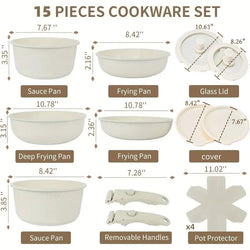 15PCS Granite Pots and Pans Set