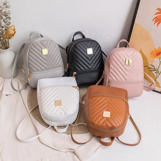 Luxury PU Leather Mini Backpack – Multifunctional Women’s Shoulder Bag & Phone Pouch