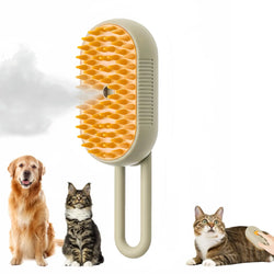 3-in-1 Pet Brush: Electric Cat and Dog Grooming Brush with Steam