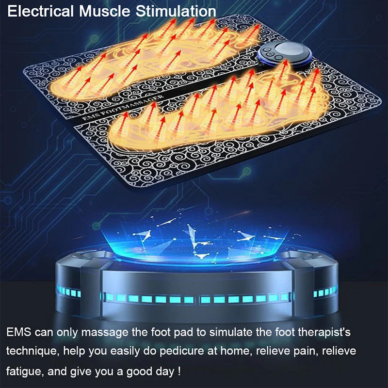 Remote EMS Foot Massager Pad – Portable Electric Muscle Stimulation Massage Mat