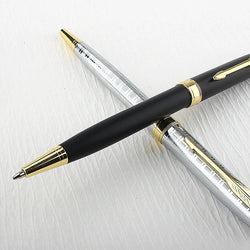 Luxury Metal Rollerball Pen – 0.7mm Blue Ink, Steel & Gold Finish