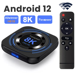 Transpeed Android 12 TV Box – 8K Media Player, Dual WiFi, BT Voice Control