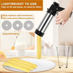 DIY Churro Maker & Cookie Press Gun Kit – Stainless Steel Decorating Set