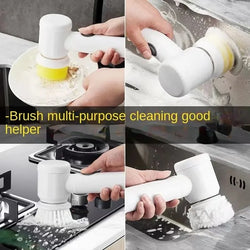 Electric Spin Scrubber with 5 Replaceable Brush Heads