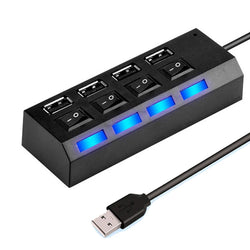 High-Speed 4/7-Port USB Hub 2.0 with LED Switch – Splitter for PC & Laptop