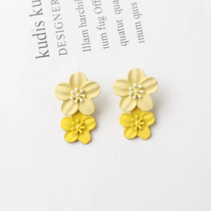 Simple Coffee Flower Drop Dangle Earrings for Women