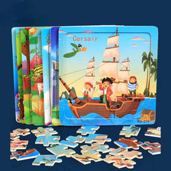 Montessori 3D Wooden Puzzle Set – 20 Pieces, Animals & Vehicles