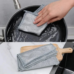 20/5pcs Steel Wire Cleaning Cloth – Non-Scratch Microfiber Dishrag