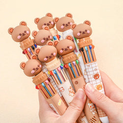 Kawaii Cartoon Bear 10-Color Ballpoint Gel Pens – 0.5mm