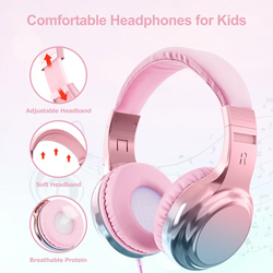 Kids Wired Headphones – Foldable, with Microphone, for iPhone, PC, Tablet