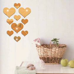 10Pcs 3D Love Heart Wall Acrylic Stickers