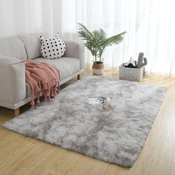 Gray Plush Rug – Soft Velvet Carpet with Anti-Slip Backing